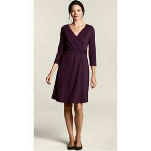 Land's End Faux Wrap Dress in Plum Wine S 6/8